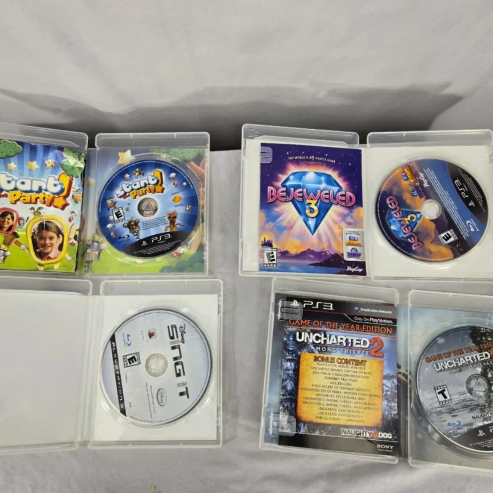 PS3 Lot of 10 PlayStation 3 Call Duty, NBA, Guitar, MLB, Uncharted 2, Speed Work